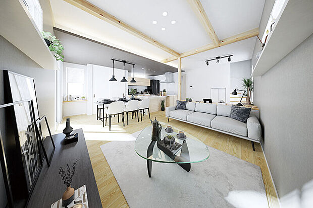 【光と木、個性が響き合うラグジュアリーな室内空間】
ホテルライクな間接照明や化粧梁を施した、寛ぎを感じられる空間デザイン。さらに、多様なライフスタイルにフィットする3つ邸別プランをご用意しました。