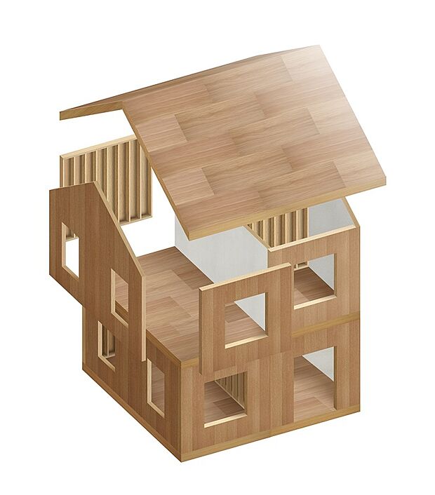 【木造枠組壁工法(2×4工法)】主に2インチ×4インチの木材を使用し床・壁・天井の6 面体の壁で建物を支える工法。日本ツーバイフォー建築協会の調査によると、ツーバイフォー住宅のうち東日本大震災では98%、阪神淡路大震災でも96%が補修をしなくても継続して居住可能な状態である耐震性が実証されました。(社団法人日本ツーバイフォー建築協会HP より抜粋)