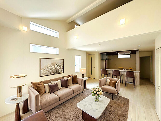 【久喜市野久喜3期1棟:リビング】　※こちら実際のリビングにバーチャルでインテリアを配置したイメージになります。家具付き物件ではございません