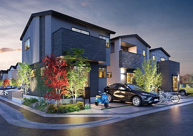 【灯かりのいえなみ協定(R)】夜間になると各住戸の外部灯を自動でライトアップし続け、夜道を明るく照らすことで防犯性と安全性が向上。灯かりの配置や色などに統一感を持たせることで、夜も美しい街並が長く楽しめるように計画しています。