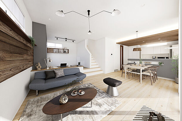 【【インナーパース/ステージリビング】】リビングの一角にはステージのような憩い空間。高低差で空間をゆるやかに区切っているので、家族とつながりながらも自分時間も満喫できます。