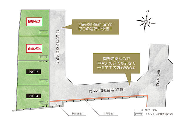 【全4区画の開発分譲地】全区画整形地×前面道路6ｍ
