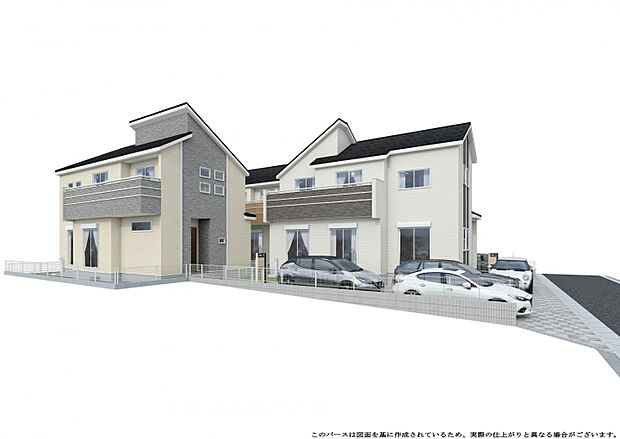 完成予想パース2全棟カースペースは2台駐車可能です!完成物件のご案内も可能ですので、お気軽にお問い合わせください♪