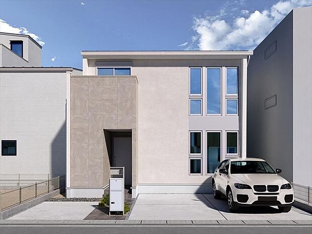 世代を問わず長く愛される、温かみのある住まいの外観に仕上げました。（B棟）完成予想図