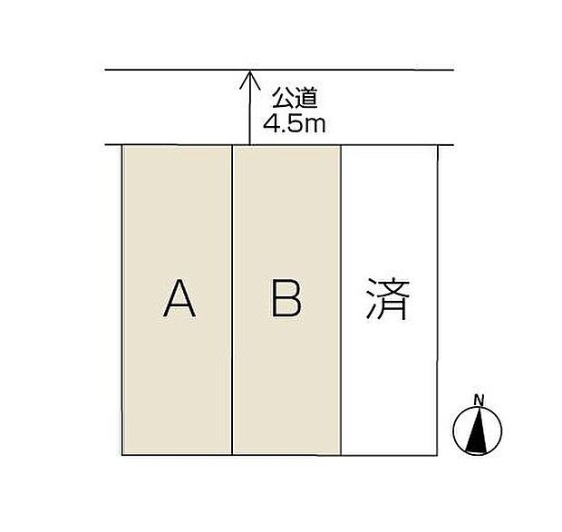 【［全体区画図］】A・B棟ともに敷地面積120m2超