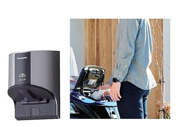 【［EVコンセント］】EVコンセントは、電気自動車を充電できる設備です。自宅で充電できるので、外出前の最後の1分まで充電できます。EV自動車を検討している方、将来を見据えてEVをセカンドカーでと考えている方などに便利です。太陽光発電があると電気代の節約にもつながります。※イメージ画像