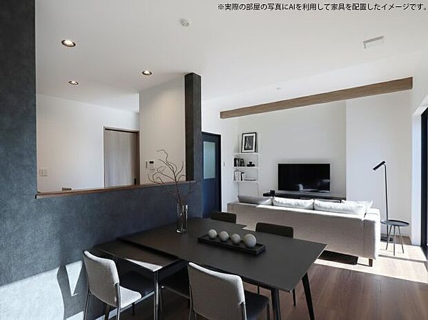 ◇リビングダイニング
木目とブラックの落ち着きのある空間です。