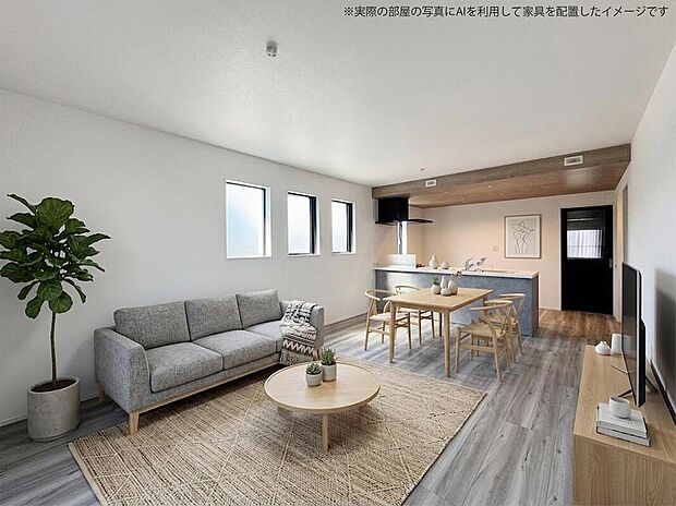 【リビング】◆ワンフロアで暮らしが完結する平屋!
帰ってきてからの同線や家事のしやすさがとってもスムーズ♪(7号棟)