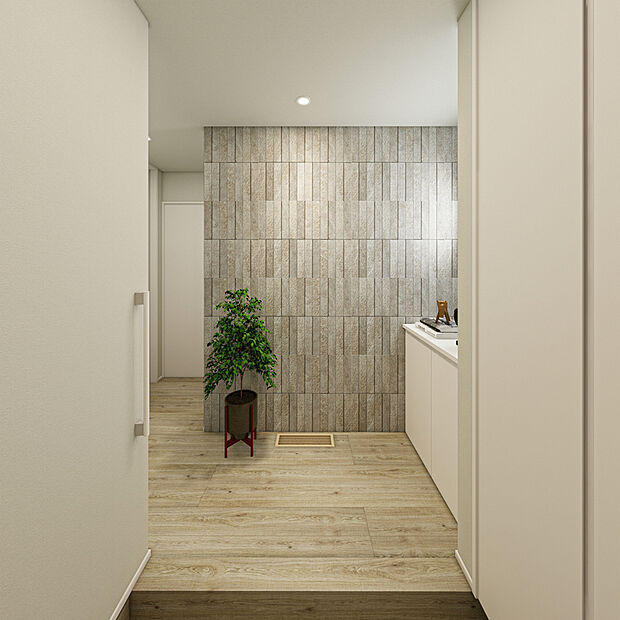 【No.4 玄関ホール】全館空調システム「スマート・エアーズ」を採用しており、家に入った瞬間に快適な室温。1階から2階まで家全体の温度にムラがなく、暑さ寒さのストレスを感じない、1年中快適な住空間です。