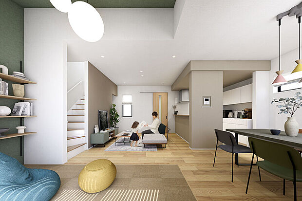 【【リラックスタイムを過ごせる空間】】リビングとフラットにつながる+アルファの空間のある住まい。穏やかなくつろぎ時間を過ごせる「フラットDEN」や「コネクトルーム」を邸別にプランニングしました。