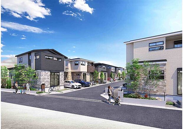 【人とつながる11邸の街】※掲載のパースは図面を基に描き起こしたもので、実際とは多少異なります。