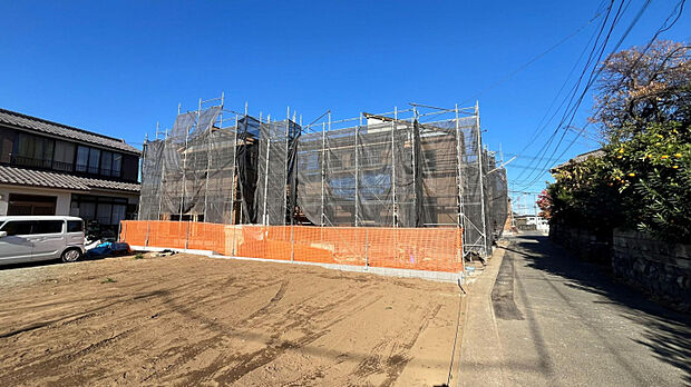 上棟して建物の大きさなどイメージが付けられるようになりました。　