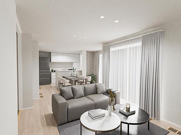 No.1_内観CG1（作成_2025年8月5日）LDKは隣接する畳ルームと合わせると21.7帖の大空間※画像は全てCG加工です。