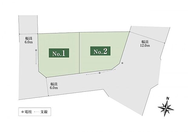 土地を有効活用できる約55坪のどちらも角地の2区画。全2区画南向きで日当たり良好。