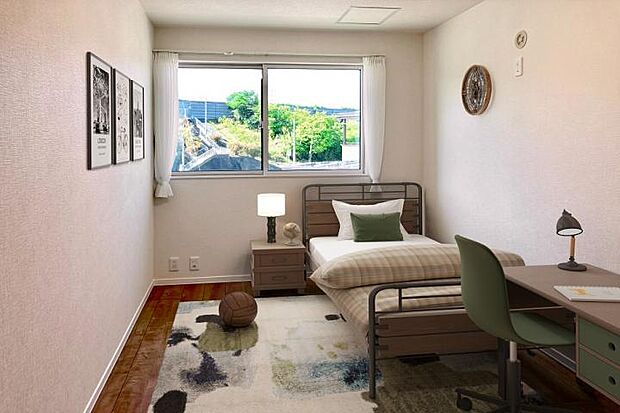 【No.3_洋室（撮影_2024年10月）】※一部CG加工有　明るい空間の実現とどのようなテイストのインテリアとも合わせやすい、白い壁紙を取り入れている6.4帖の洋室となっております。