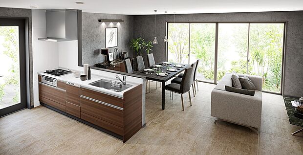 【キッチン】◇家事ラク食洗機搭載!手洗いでは不可能な高温のお湯で洗浄するため、油汚れもキレイに&除菌にも優れた効果を発揮します。 表面がつるつるのホーローパネルは、脂汚れも水吹きでササっと簡単。