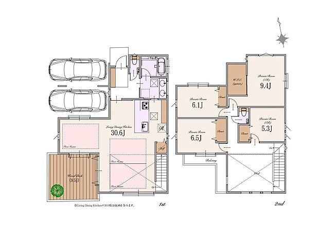 【建物参考プラン】土地価格：15,490万円　建物参考プラン価格：4,500万円(税込)　総額：19,990万円(税込)　土地面積：約138m2(建築確認申請上の控除面積1m2含む)　建物面積：約148m2(車庫面積約12m2含む)