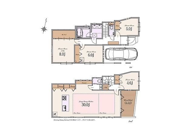 【3LDK+1S】建物面積：136.40m2（車庫面積 13.12m2含む）