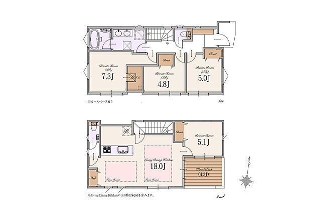 【B区画　建物参考プラン】土地価格：6,690万円　建物参考プラン価格：2,600万円(税込)　総額：9,290万円(税込)　土地面積：約95m2　建物面積：約95m2
