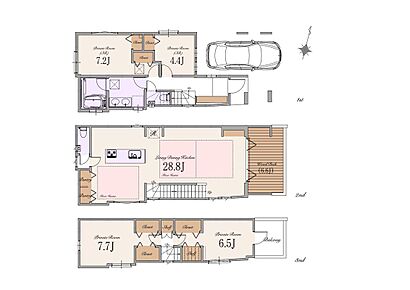 建物面積：154.72ｍ2（車庫16.16ｍ2、屋外面積12.05ｍ2含む） 