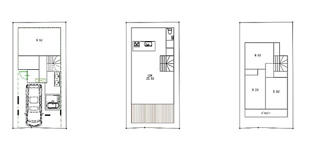 【建物参考プラン】土地価格8,990万円、建物参考プラン価格4,000万円(税込)、総額12,990万円(税込)、土地面積約75m2、建物面積約131m2(車庫面積約10m2含む)