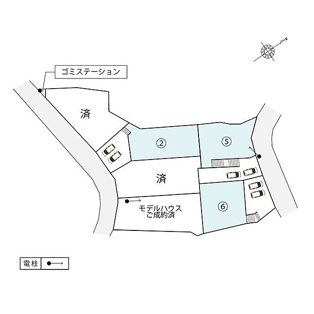 区画表。残り3区画です。
50坪以上あるため、間取りのプランニング自由度も高いです。