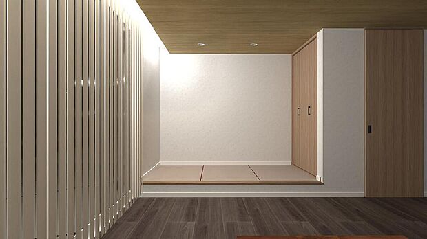 【和室】和室は間接照明で特別な空間へ。
小上がりで雰囲気をプラス。