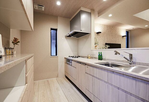 【建物プラン例（2号地）】デザイン性の高いシステムキッチン！ビルドイン式食洗機も搭載しており、家事効率もあがります！
