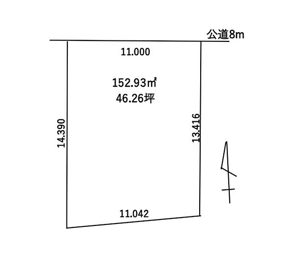 敷地面積を有効に活用した建物が建てやすい、間口の広い区画です。家族構成に合わせたお住まいを建築可能です。