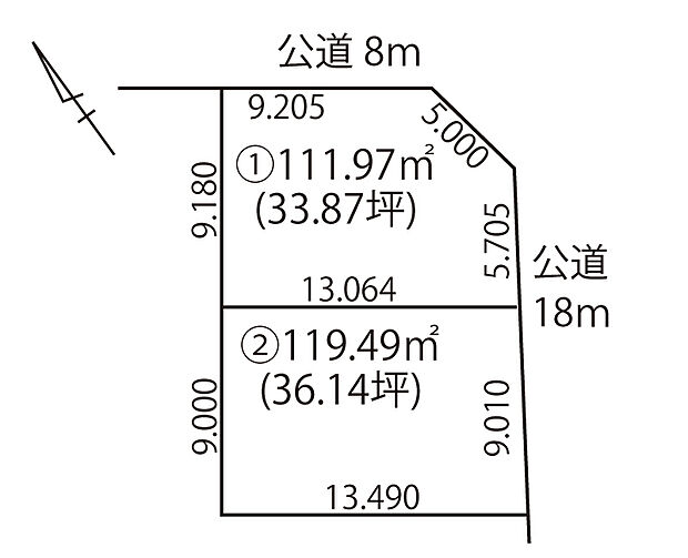 1号地は開放感あふれる角地です。明るく風通しの良い快適なお住まいになりそうですね。