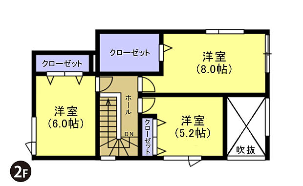 【【建築プラン例】】建物面積：106.00m2
建物代金：2630万円(税込)
※杭工事、分水工事、諸費用別途
※設計プランの参考一例であって、当該プランの採用可否は任意です。