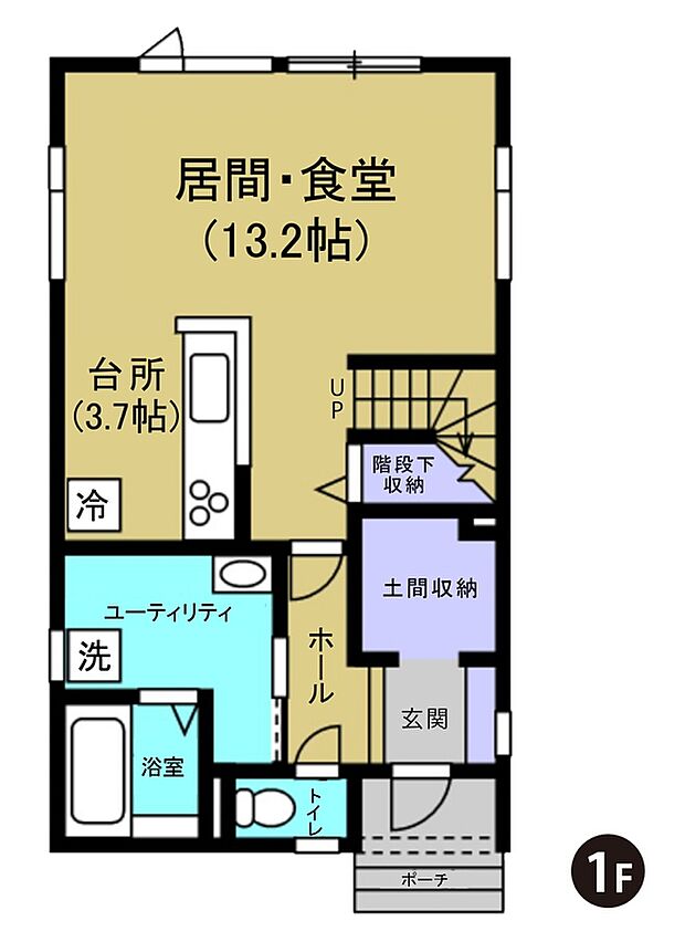 【【建築プラン例】】建物面積:102.68m2
建物代金:2570万円(税込)
※杭工事、分水工事、諸費用別途
※設計プランの参考一例であって、当該プランの採用可否は任意です。