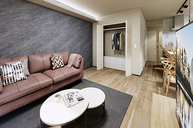 【3号地:キッチン】アクセントパネルが印象的な3号地!/3号地パース