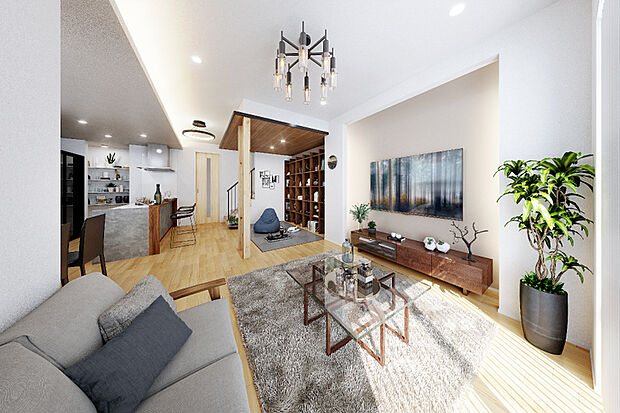 【心地よい暮らしのためにきめ細やかにこだわった住空間】天井高やサッシの高さにこだわり、開放感があふれるLDK。
リビングやその＋αの空間には暮らしの様々な場面を
心地よさで満たす3スタイルのプランをご用意しました。
