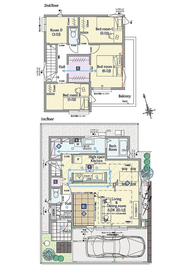 【4LDK】4LDK+マルチスペース+ファミリークロゼット

■敷地面積：100.12m2(30.28坪)
■建物面積：94.81m2(28.62坪)
■１階面積：50.51m2(15.25坪)
■２階面積：44.30m2(13.37坪)