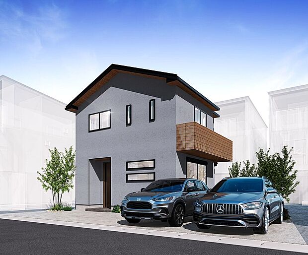 【GREENSTAGE155期B号棟・家族みんなに心地よい家】
※CGパースは建物イメージを優先しており、車両は含まれておりません(完成予想図物件並び同仕様街並み)
