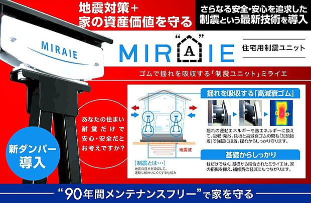 【住宅制震ユニットダンパー『ミライエ』搭載で安心！】住友ゴム工業・住宅制震ユニットダンパー『ミライエ』搭載物件