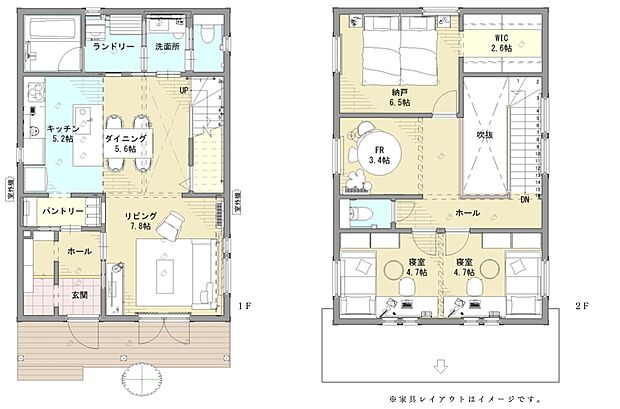 南側寝室は将来的に2部屋に分けることができ、ご家族の成長に合わせて可変性のある間取りとしております。