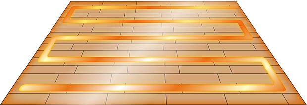 【温水床暖房「ヌック」】標準装備：リビング・ダイニング・キッチンの3ヶ所に設置。お部屋をムラなく、すばやく快適温度にします。