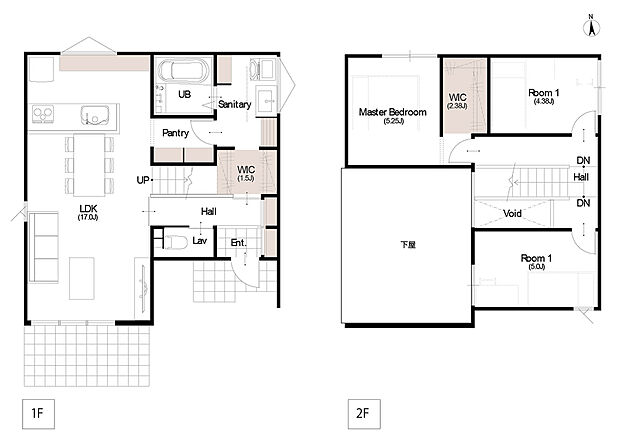【参考プラン(間取)】LDKには高天井、階段には吹抜けを設置。
立体感と開放感を楽しめる住まい。