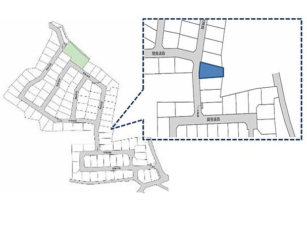 【全体区画図】
今回販売中の9区画のうちの最後の1区画です。閑静な住宅街のためお子様ものびのび育てることができそうです。また前面道路は6mあるため駐車もラクに行えますね。
