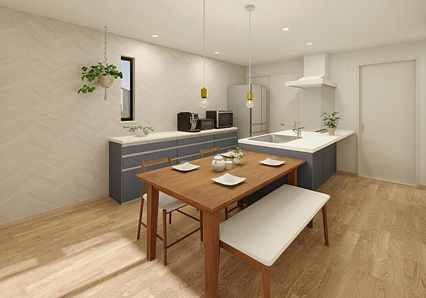 【参考内観】※掲載写真は施工例です。　光が差し込む明るいリビング。
開放感あふれる空間で、家族の時間をゆったり過ごせます。