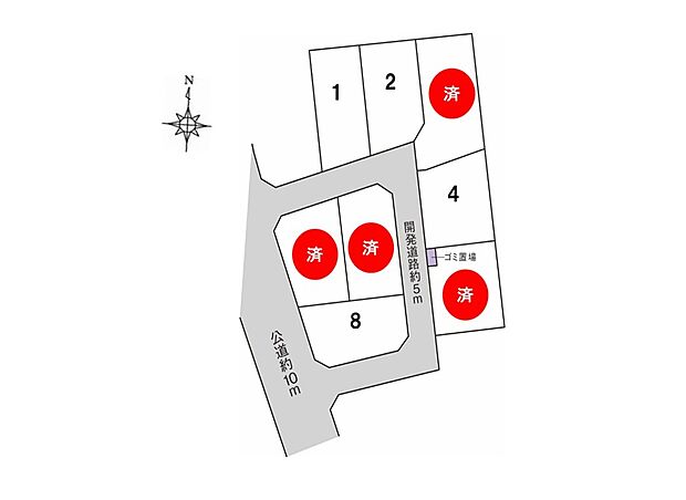 【全体区画図】※区画図には商談中区画も含みます。最新の販売状況は資料請求またはお電話にてお問合せください。