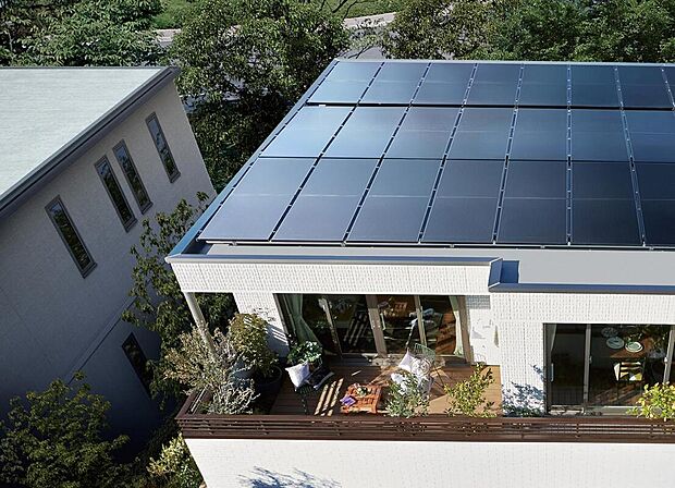 【発電した電力】発電した電力を自宅で使用できるため電力会社から購入する電力の量を抑えることができます。また、万一の災害時の電力確保にも備えられます。