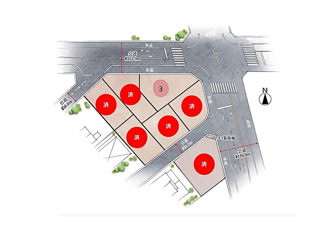 【全体区画図】※区画図には商談中区画も含みます。最新の販売状況は資料請求またはお電話にてお問合せください。