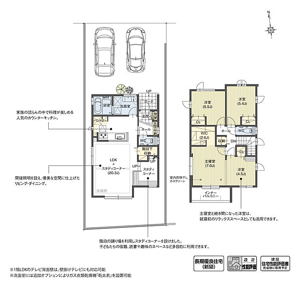 【4LDK】LDKの一角に、小上がりのスタディコーナーを計画しました。子どものリビング学習や、趣味を楽しむ空間として多目的に活用することが可能で、家族との会話も楽しむことができます。

※設計性能評価取得済