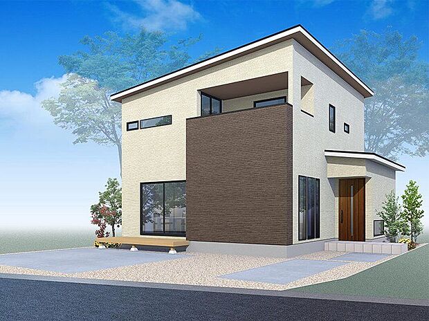 【建物プラン例　（パース・外観）】【４号地参考プラン】※外観イメージパースです