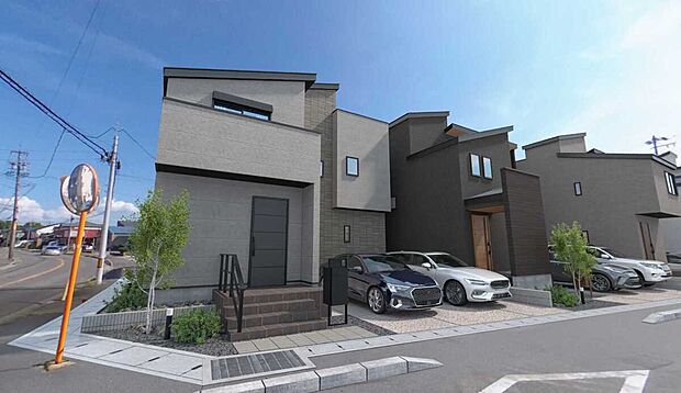 【完成予想外観】
全6邸の新たな街並みが誕生!それぞれ個性的でありながら、美しく整った街並みを演出します。モデルハウス内覧会にぜひお越しください。VRによる街並みイメージもご覧いただけます。