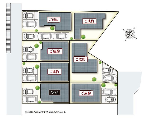 【【全体区画図】】\ご好評につき、最終1邸/ No5は陽光豊かな21帖超の広々LDK!家具付き分譲のため、スムーズに新生活をスタートしていただけます。