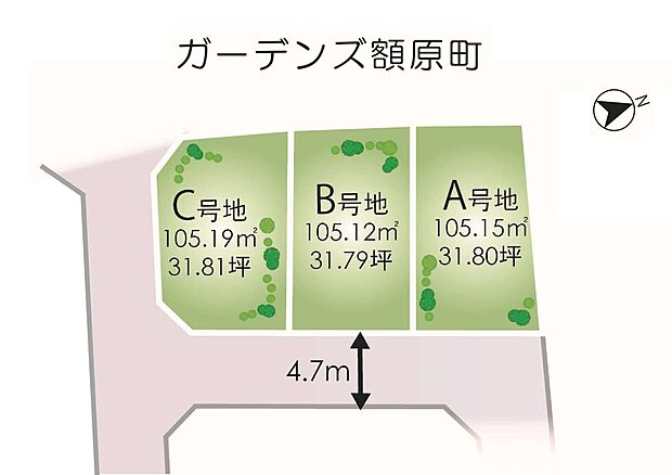 全3邸すべて両面採光宅地となります　駅近ながら完成な住宅街です　現地にて販売会開催中ですのでお気軽にご来場ください